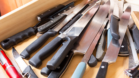 A drawer full of knives