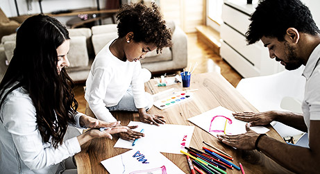 A family having an art activity