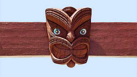 Detail of the Entrance gate to the Waitangi Regional Park, New Zealand