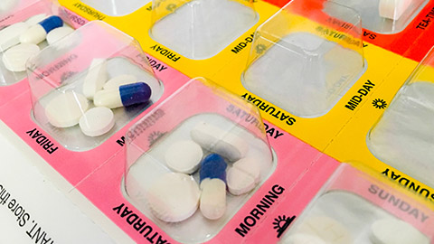 Close view of medication packaging