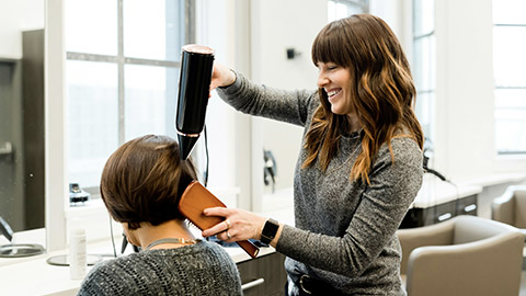 A hairdresser at work