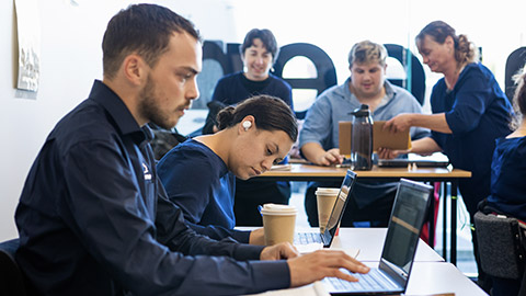 A group of students in a classroom