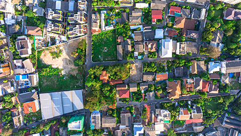 An areal view of housing in New Zealand