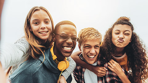 A group of teens hanging out