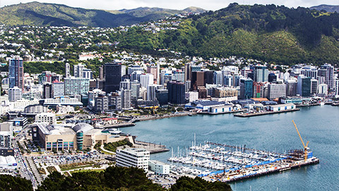 A from sky View from Mt Victoria over Wellington, New Zealand