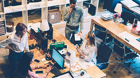 A group working together in an office