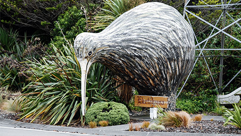 Kiwi sculpture on the road