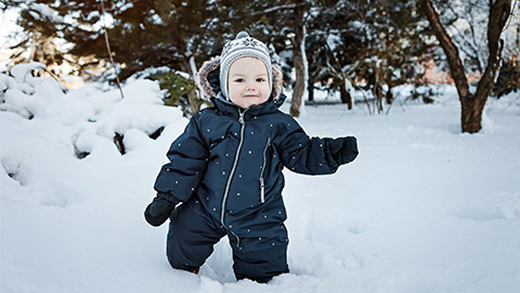 Toddler on winter onesie