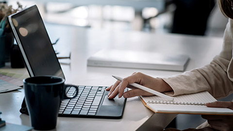 woman working on computer