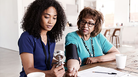 A person getting their blood pressure measured