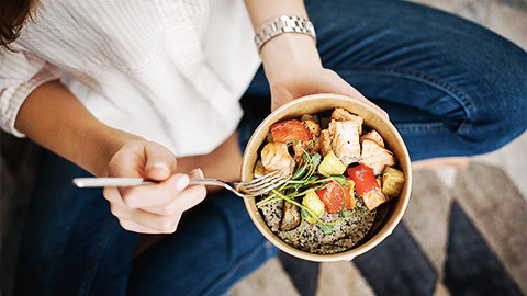 A person eating a healthy meal