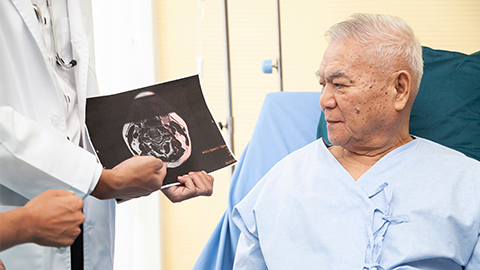 doctor showing an examination report