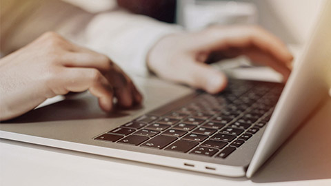 man using modern portable computer