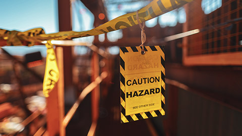 Image-Hazard Identification-Photo of Construction Caution Hazard Sign