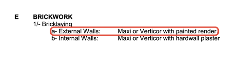 An image of the requirements for brickwork