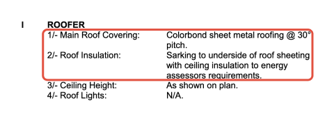 An image of the requirements for roofing