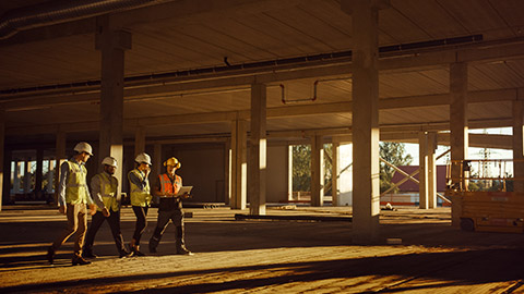 A group of construction managers doing a site inspection