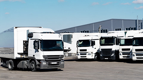 Fleet of delivery trucks