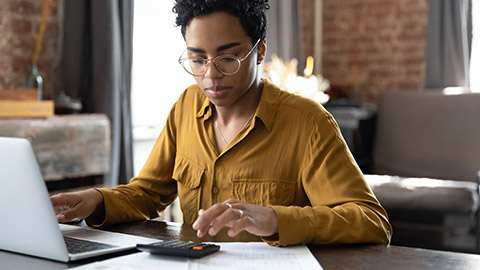 business woman calculating finance