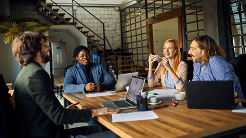 A group meeting in a modern office