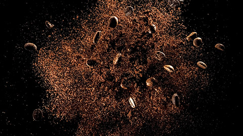 An explosion of coffee beans