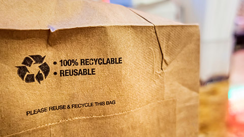 A close view of a recycable bag