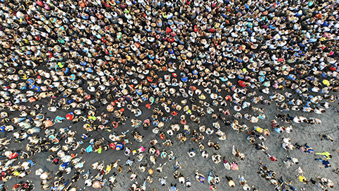 a topshot of a crowd