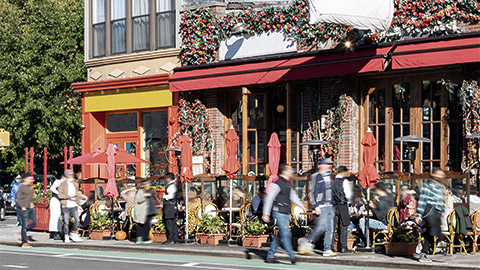 An outdoor dining spot on the street