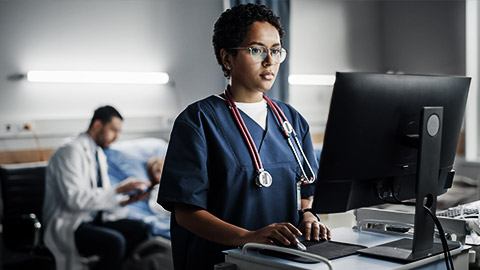 A nurse and doctor in action