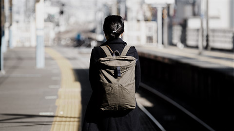 Woman walking at station