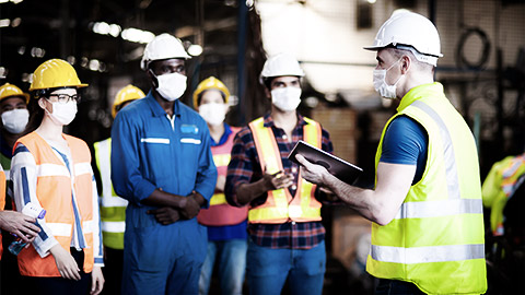 A manager lecturing on work safety