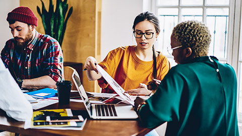 a group preparing for a report or presentation