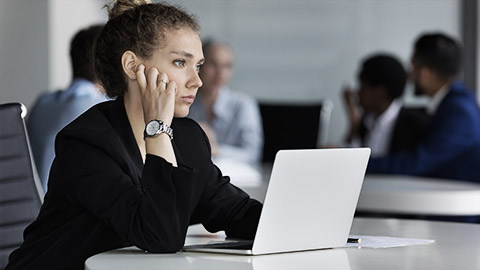 An employee distracted at work