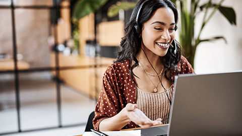 Woman on online meeting