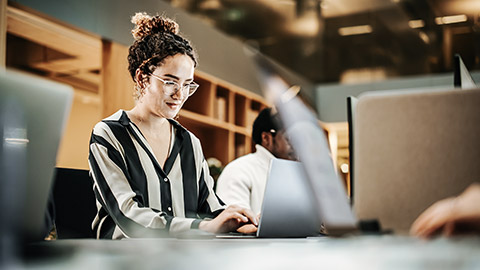 Woman working on computer