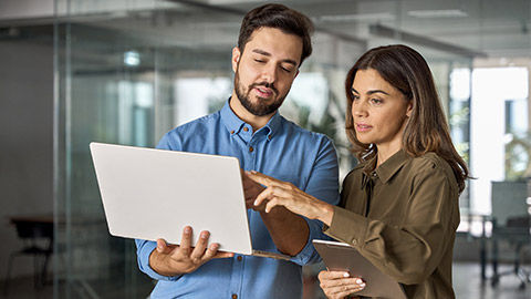 busy professional business people working in office with computer