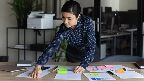 businesswoman working with project documents