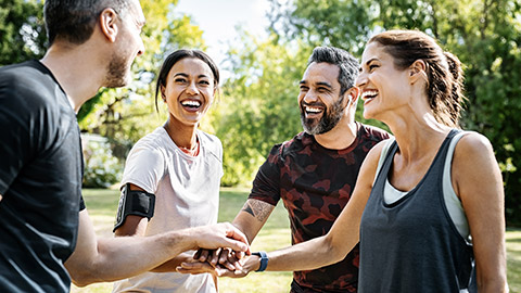 Happy multiracial on exercise outdoor