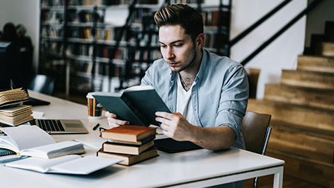 Reading inside library