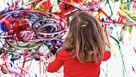 A child drawing freely