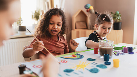 Children doing an activity in a childcare centre