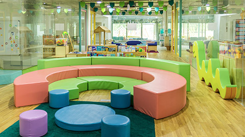 The interior of a modern childcare facility