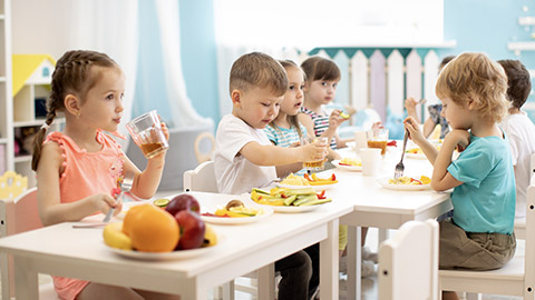 Group of child eating