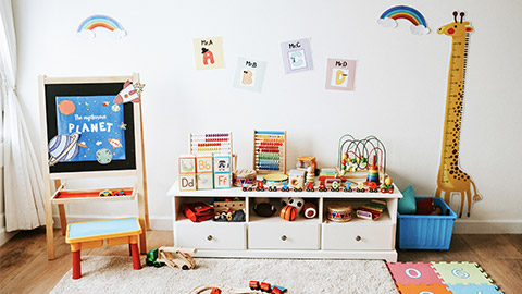 Interior design of a kindergarten classroom