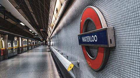 A close view of station signage in London underground