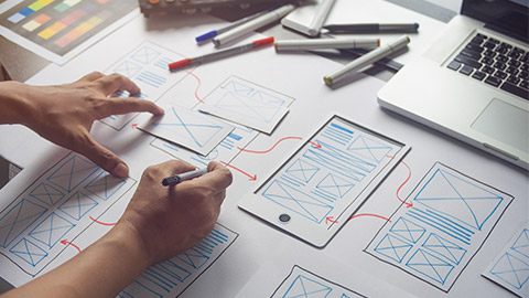 ux Graphic designer creative sketch planning