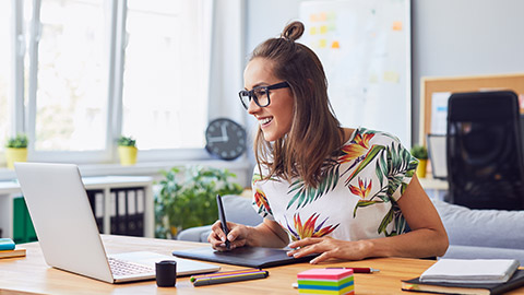 A designer working in an office