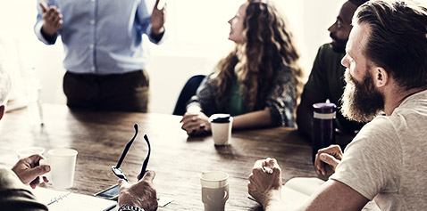 A person talking to a group