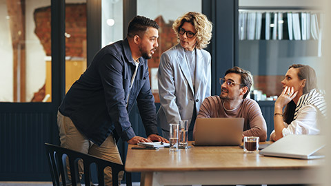 Team of professionals having a meeting in a digital marketing agency