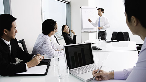 A group reviewing the past project